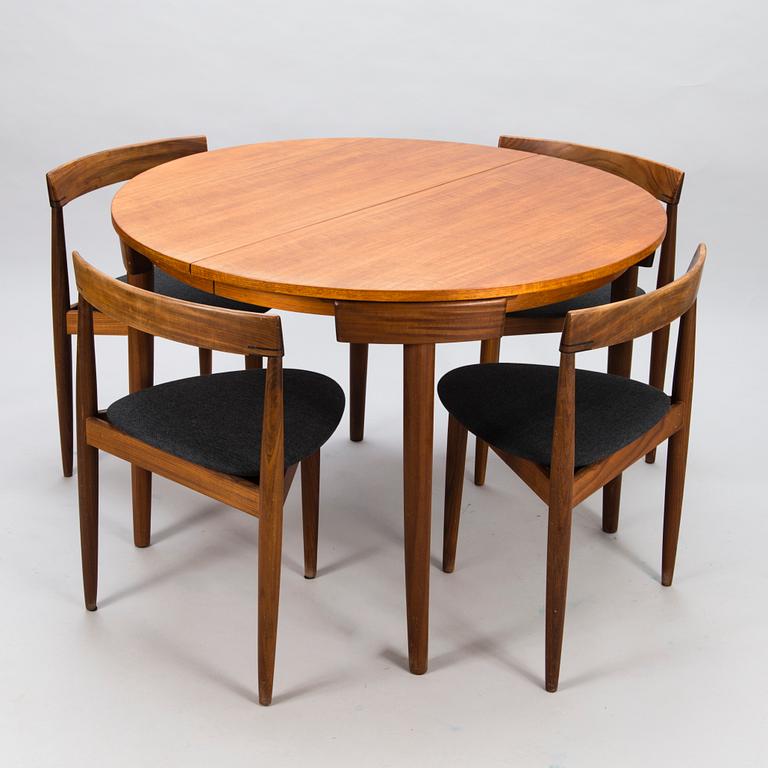 HANS OLSEN, A teak dining table with four chairs, Frem Røjle, Denmark 1950's.