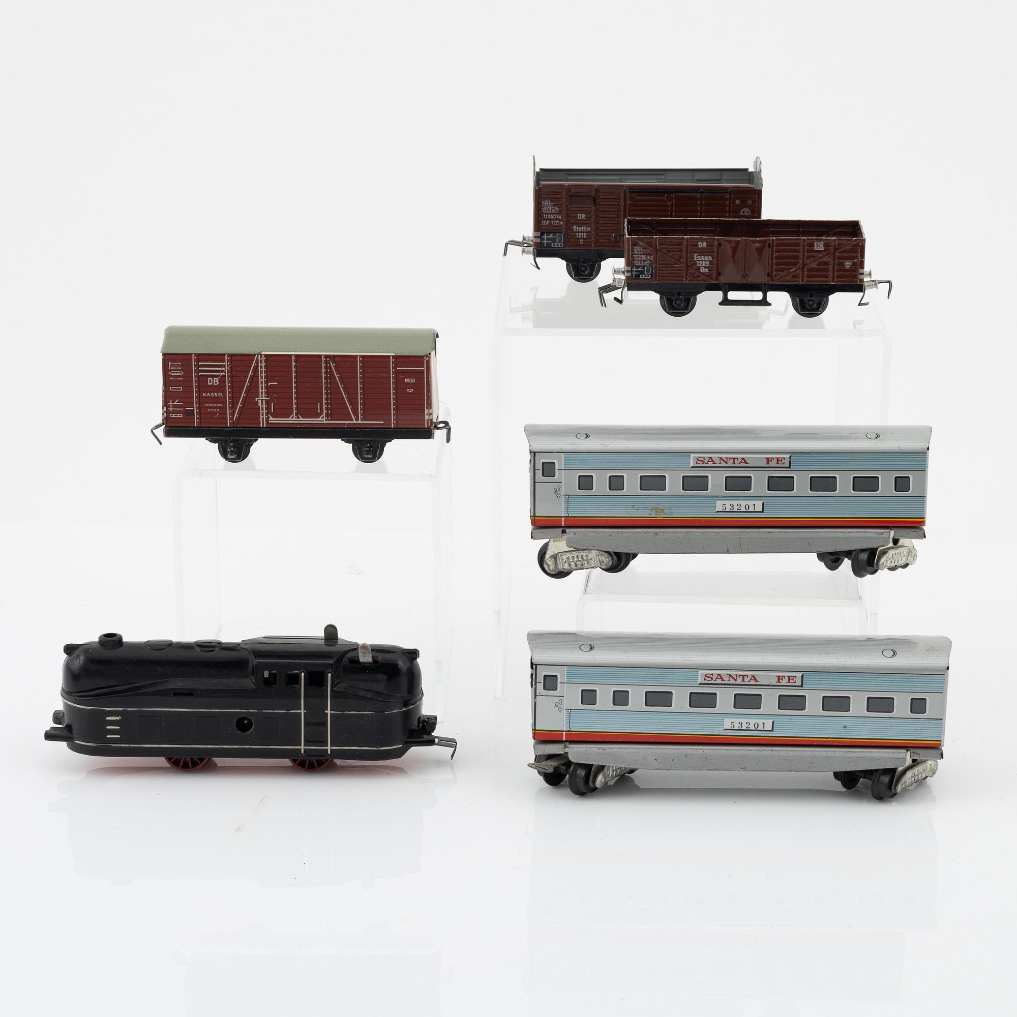 A Fleischmann tin plate scale model railway, U.S. zone, Germany, 1940s.