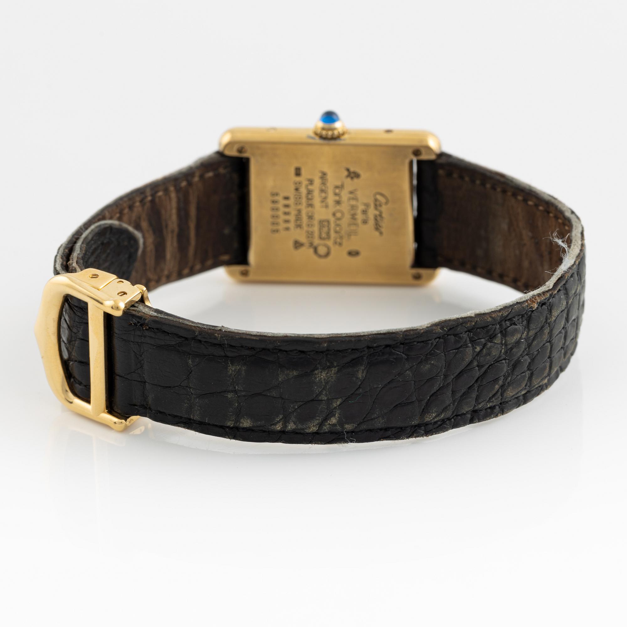 must de CARTIER, Tank, wristwatch, 23 x 23,5 (30,5) mm.