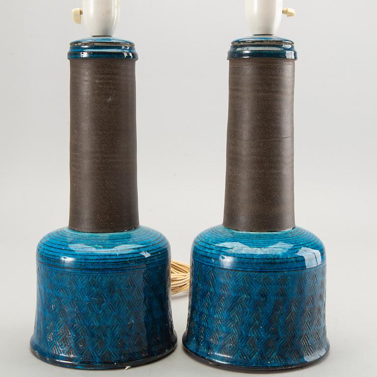 Herman Kähler, a pair of ceramic table lamps. Signed. Denmark.