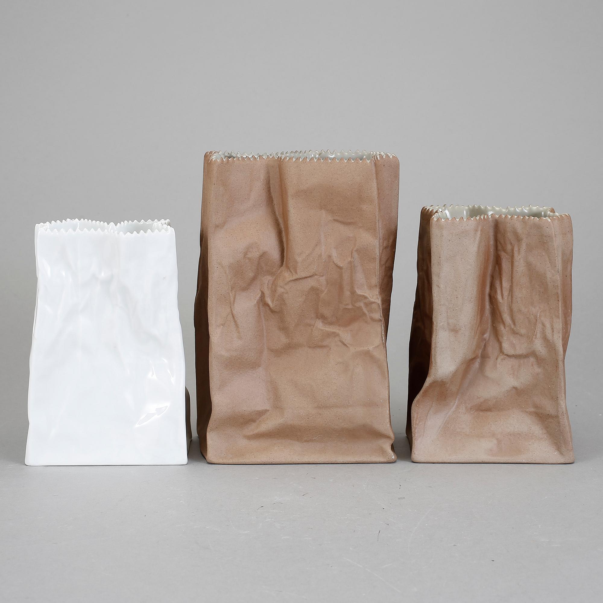 VASER, 3 st, porslin, Tapio Wirkkala, Studio-Line, Rosenthal, 1900-talets sista kvartal.