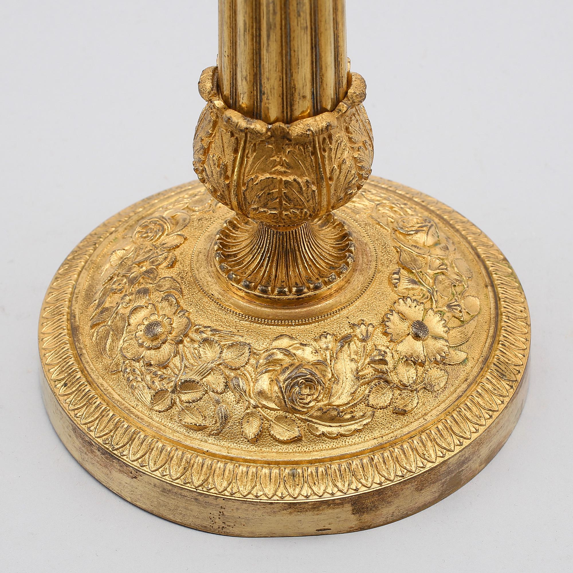 LJUSSTAKE, förgylld brons, empire, 1800-talets första hälft.