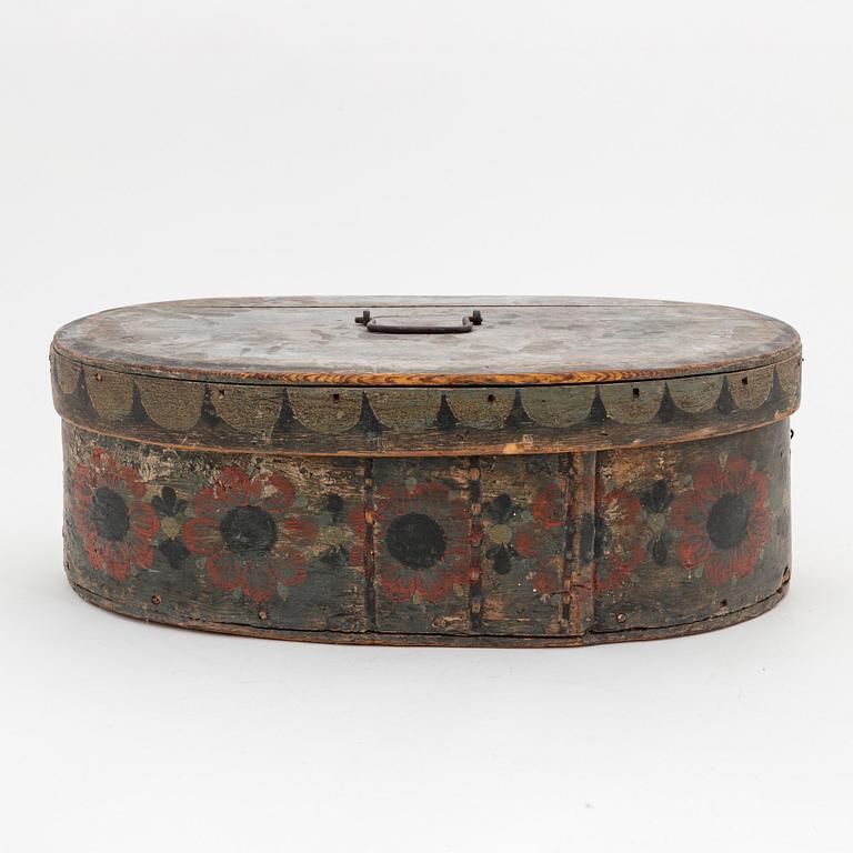 Two Swedish painted boxes with cover, 19th Century.