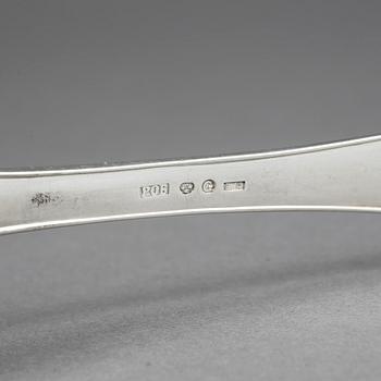 MATSKEDAR, 6 st, silver, Pehr Olof Bäckström, Gävle 1835. Tot ca 363 gram.