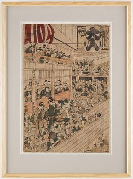 UTAGAWA TOYOKUNI I (1769-1825), efter, färgträsnitt. Japan, 1800-tal.