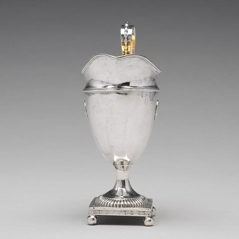 A Swedish 18th century parcel-gilt silver cream-jug, mark of Anders Dunderberg, Gavle 1795.