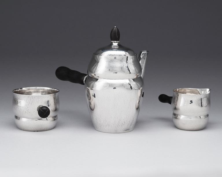 GEORG JENSEN, kaffeservis, 3 delar, Köpenhamn, 1925-1932, sterling.