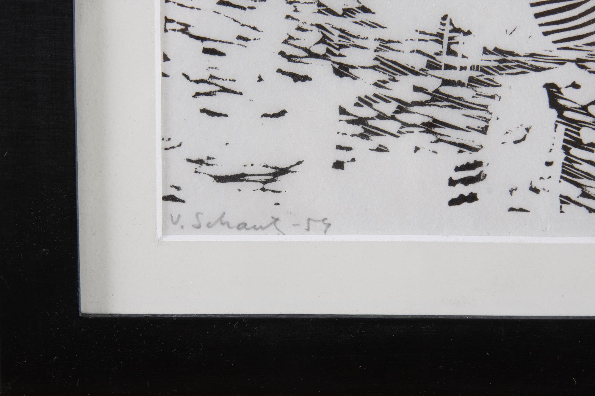 VON SCHANTZ, PHILIP. Träsnitt, sign o dat -59.