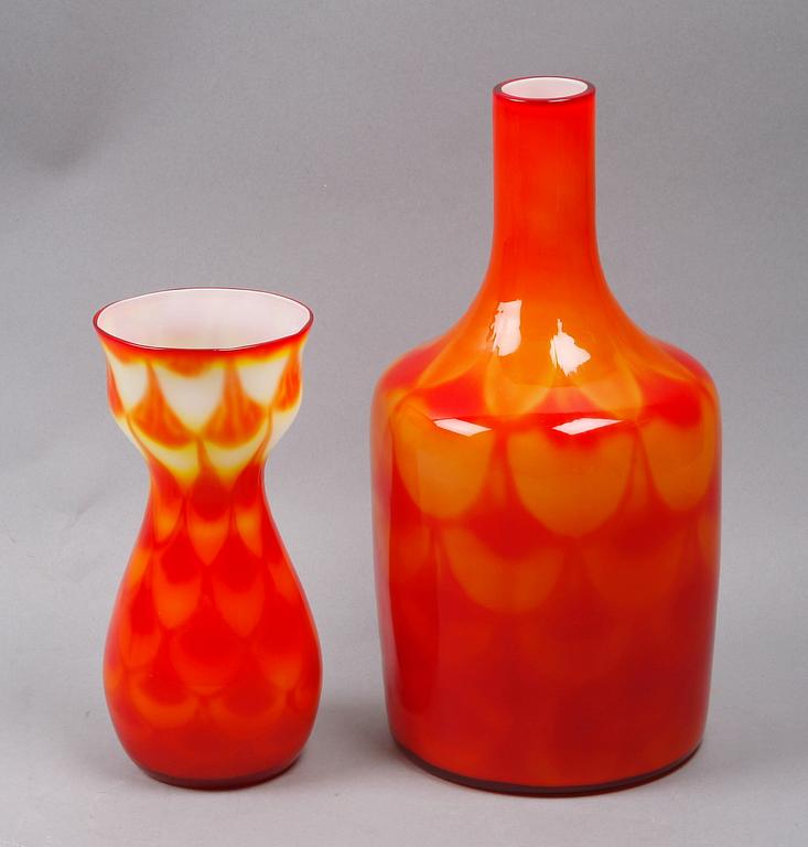 VASER, 2 st, glas. Elme glasbruk. 1960-tal.