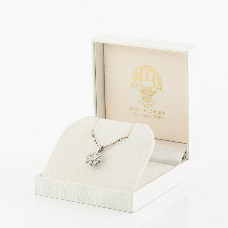 Pendant with chain in 18K white gold set with brilliant-cut diamonds.