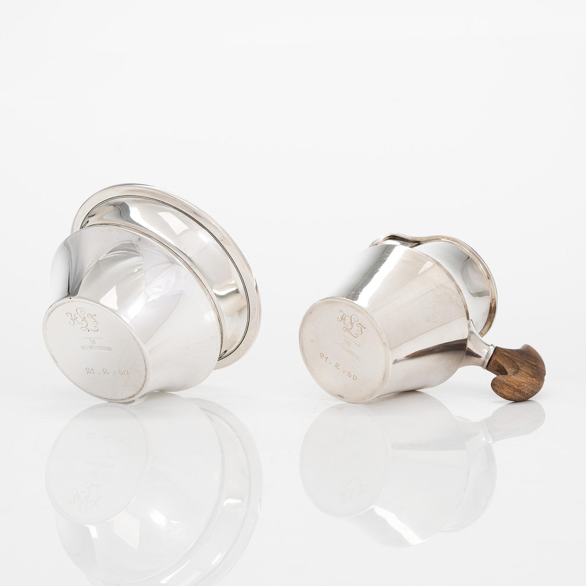 Tapio Wirkkala, a silver cream jug and sugar bowl, 'TW 176', Kultakeskus, Hämeenlinna 1961.