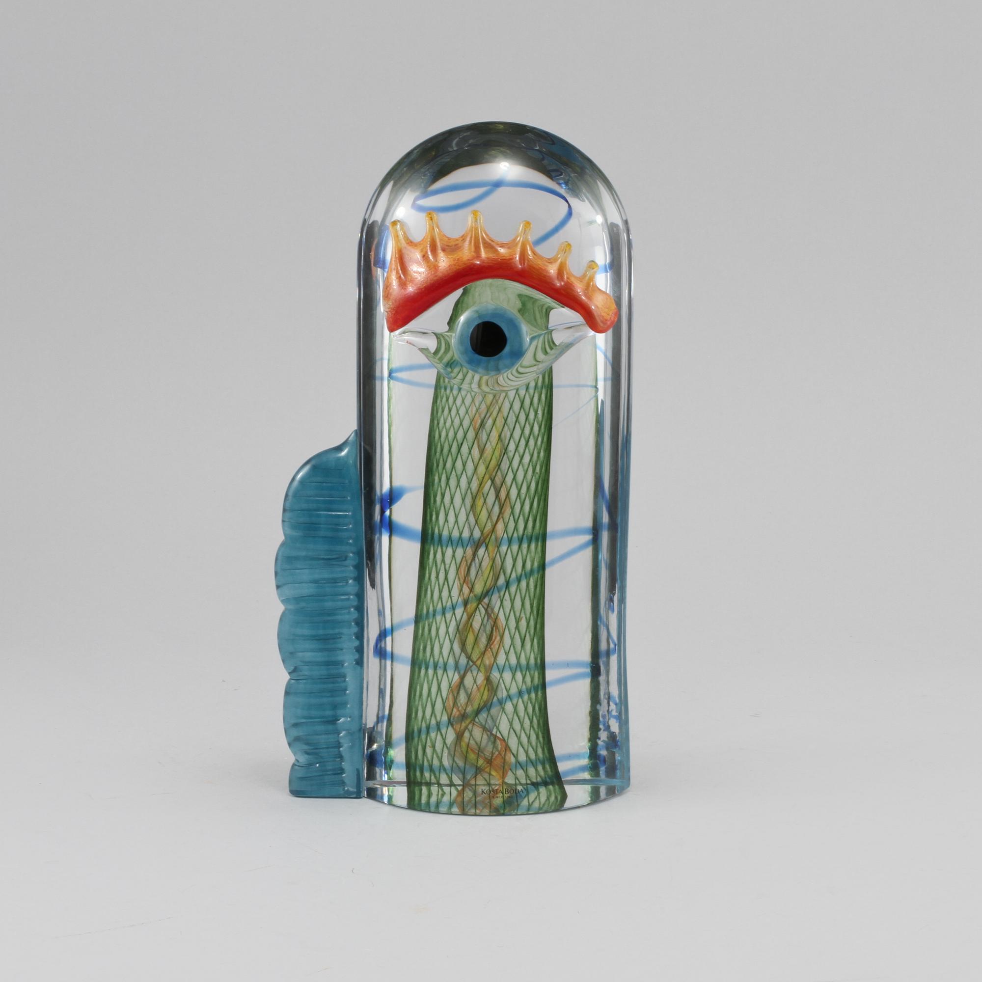 SKULPTUR, glas, Kjell Engman, Kosta Boda, 1900-talets andra hälft.