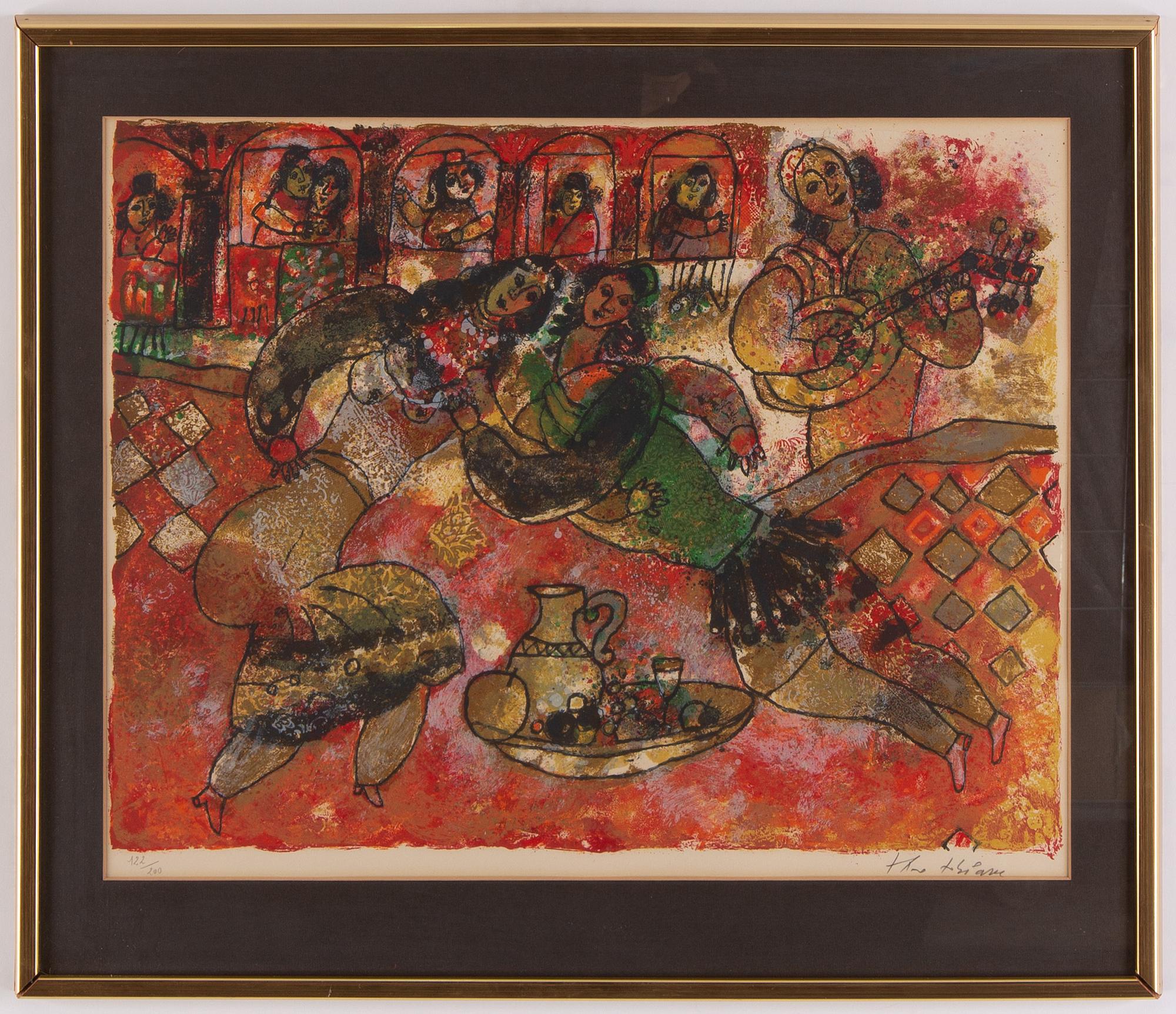 Theo Tobiasse, färglitografi, signerad 122/200.