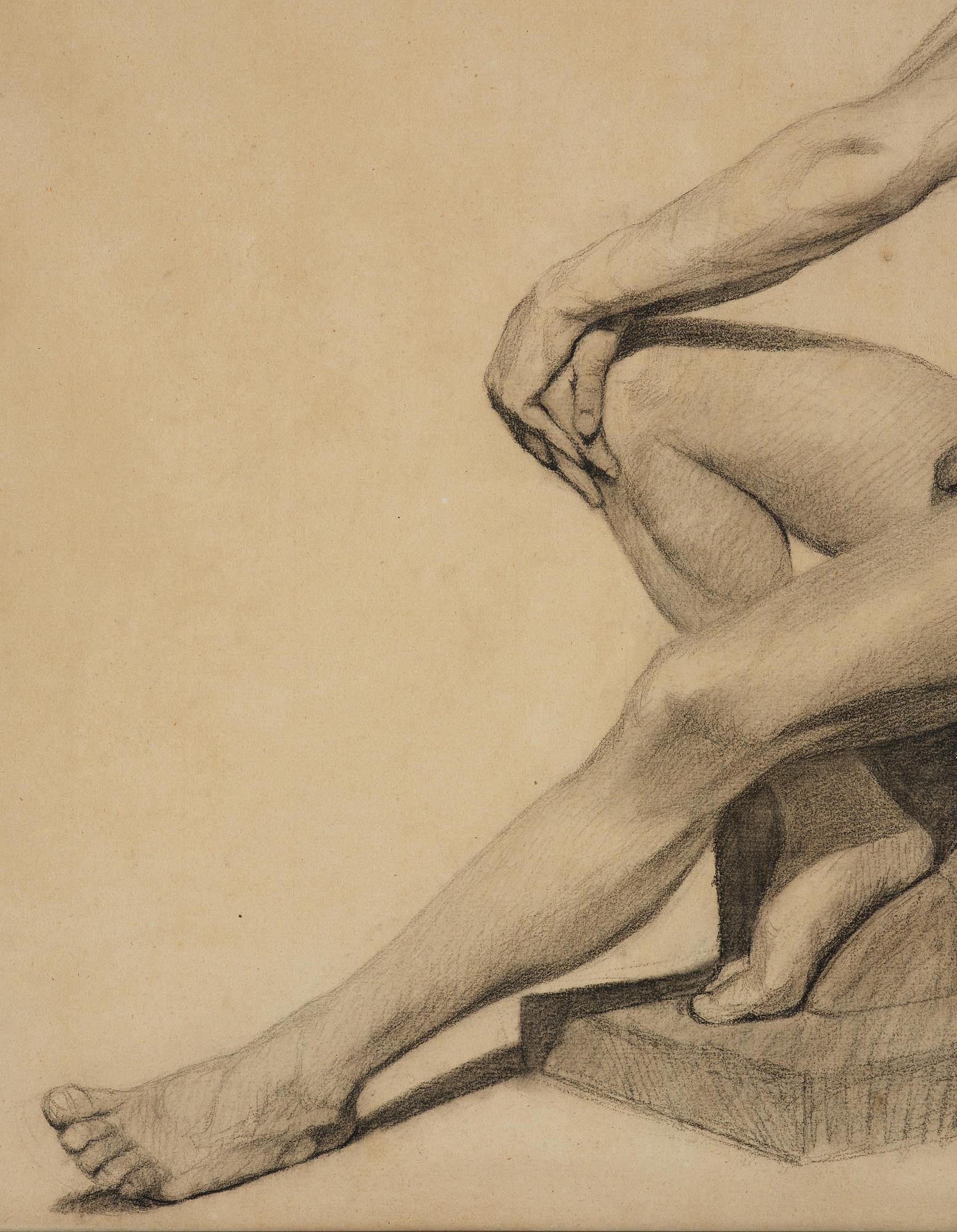 Berndt Lindholm, tillskriven, Tillskriven. Nakenstudie av manlig modell.