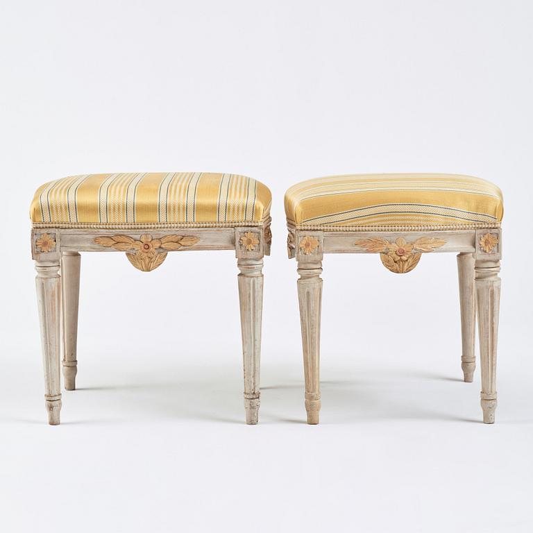 A pair of Gustavian stools by J Malmsten.