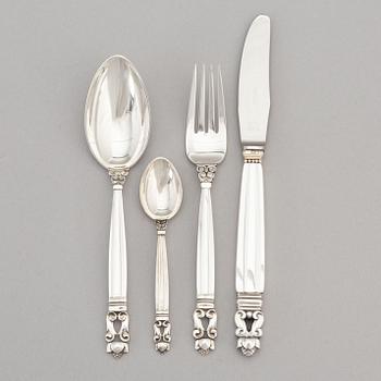 A 28 piece silver cutlery set, 'Konge/Acorn', Georg Jensen.