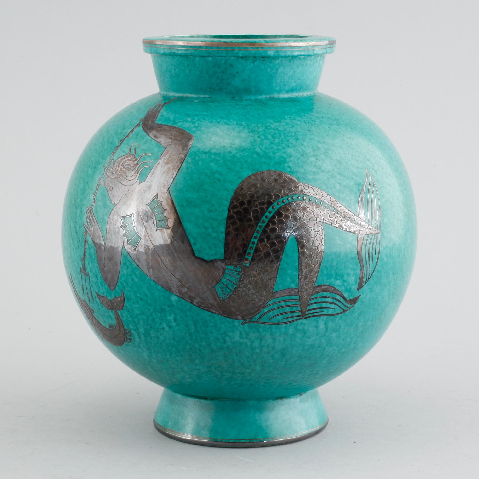 WILHELM KÅGE, vas, stengods, "Argenta", Gustavsberg, 1900-tal.