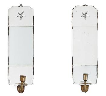 A pair of Gustavian one-light girandole mirrors by Nils Meunier 1781.