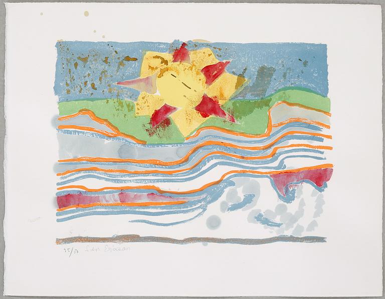 litographs with watercolour, signed and numbered.