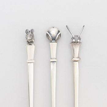 Set of three sterling silver spoons, designed by Barbro Littmarck, W.A. Bolin, Stockholm 1988-2004.