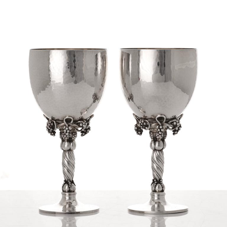Georg Jensen, vinglas, ett par, Köpenhamn 1988 & 1996, sterling silver, designnr 263.