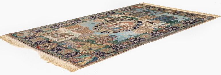 A pictoral Tabriz carpet of  'The Four Seasons', design, c. 293 x 178 cm.