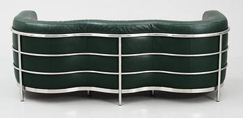 A Jonathan De Pas, Donato D'Urbino & Paolo Lomazzi three seated green leather 'Onda' sofa, Zanotta, Italy.
