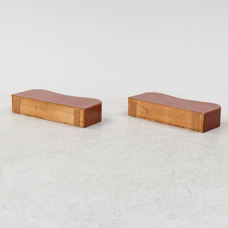 A pair of wall sidetabels/bedside tables, Swedish Modern, 1940's/50's.