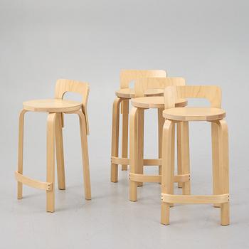Alvar Aalto, four K65 bar stools, Artek, 2019.