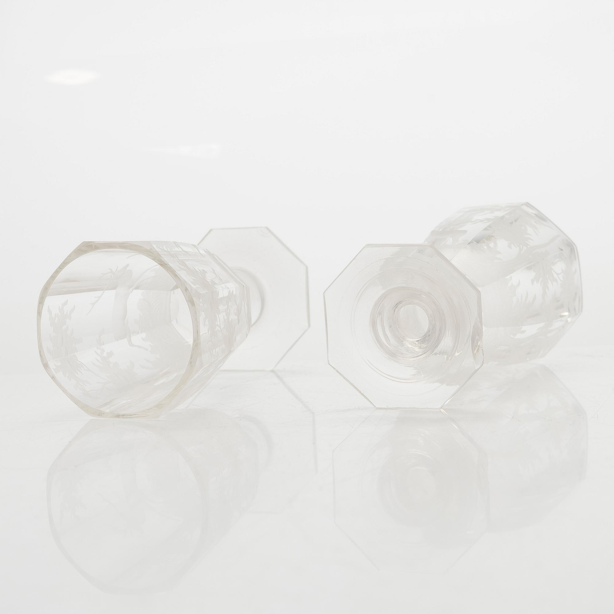 Bålskål med lock och tio glas, 1910-30-tal.