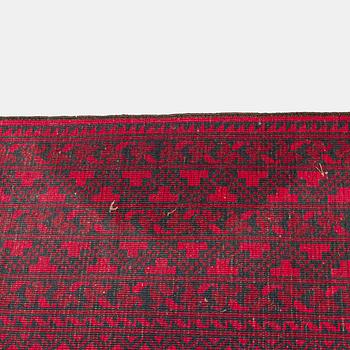 Two Afghan carpets. Ca. 326 x 217 and 88 x 63 cm.