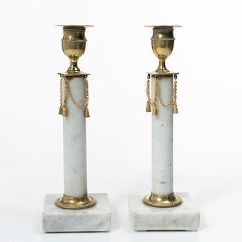 A pai of Late Gustavian candlesticks, circa 1800.