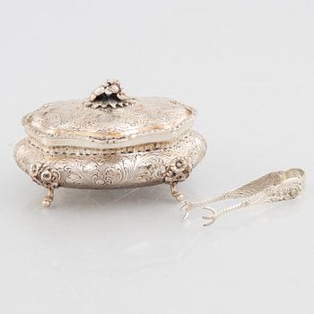 Sugar box, silver, Italy 1934-44, Swedish import mark.