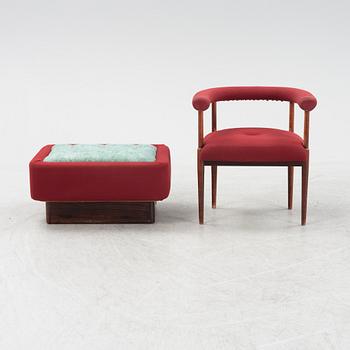 A rosewood veneered dressing table and ottoman, 1960's/70's.