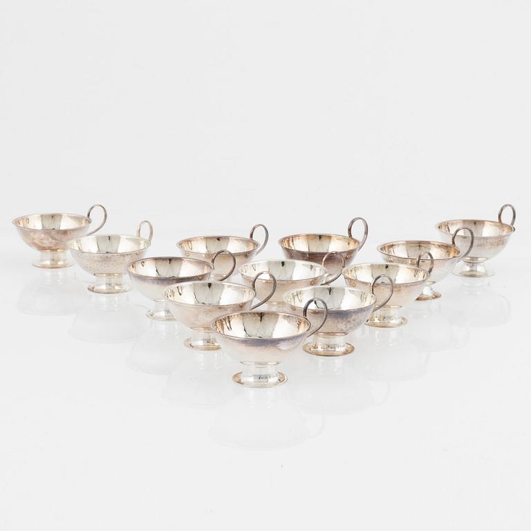 Twelve Swedish silver punsch mugs, including Gufa Gundefeldt & Falk, Gothenburg 1959.
