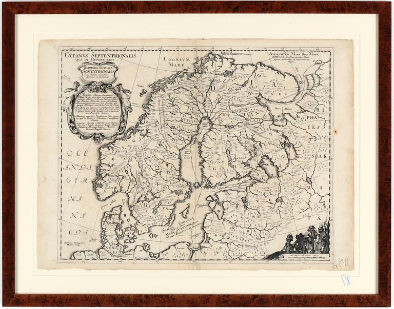 KARTA, kopparstick, "Germania Antiqua Septentrionalis...", 16/1700-tal.