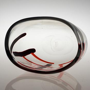 A Fulvio Bianconi vase with an abstract internal decoration in aubergine/black and red, Venini, Italy 1951-52.