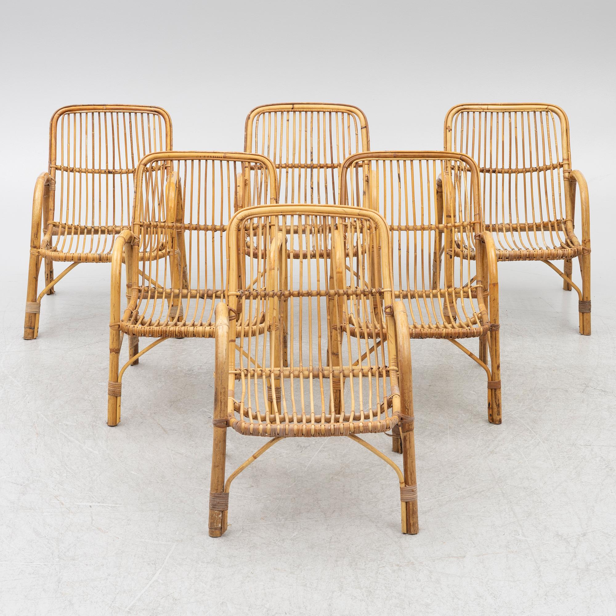 A set of six armchairs, mid/second half of the 20th century.