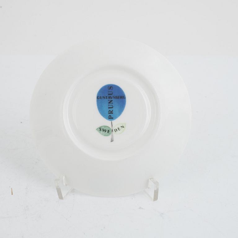 Stig Lindberg, elevens bone chian coffee cups with saucers, "Prunus", Gustavsberg, Sweden.