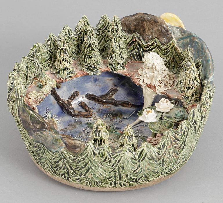 SKÅL, majolika, signerad "KB" o daterad-96.