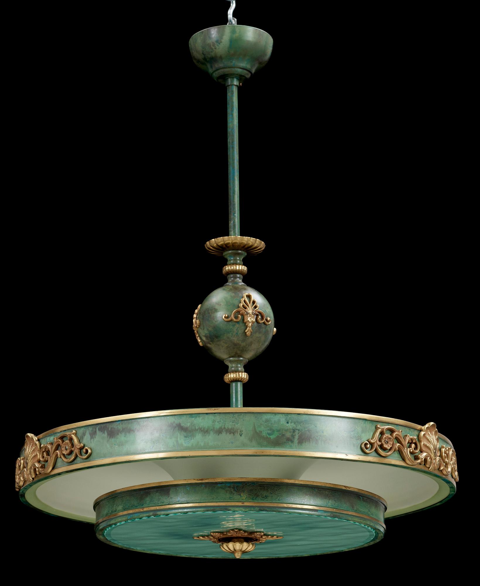 TAKLAMPA, art deco, 1900-talets första kvartal. H ca 70.