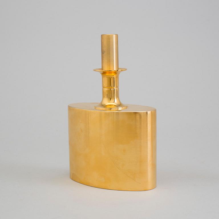 PIERRE FORSSELL, plunta, förgylld mässing, Skultuna, samt snapsglas, 5 st förgylld mässing, Skultuna. 1989-96.