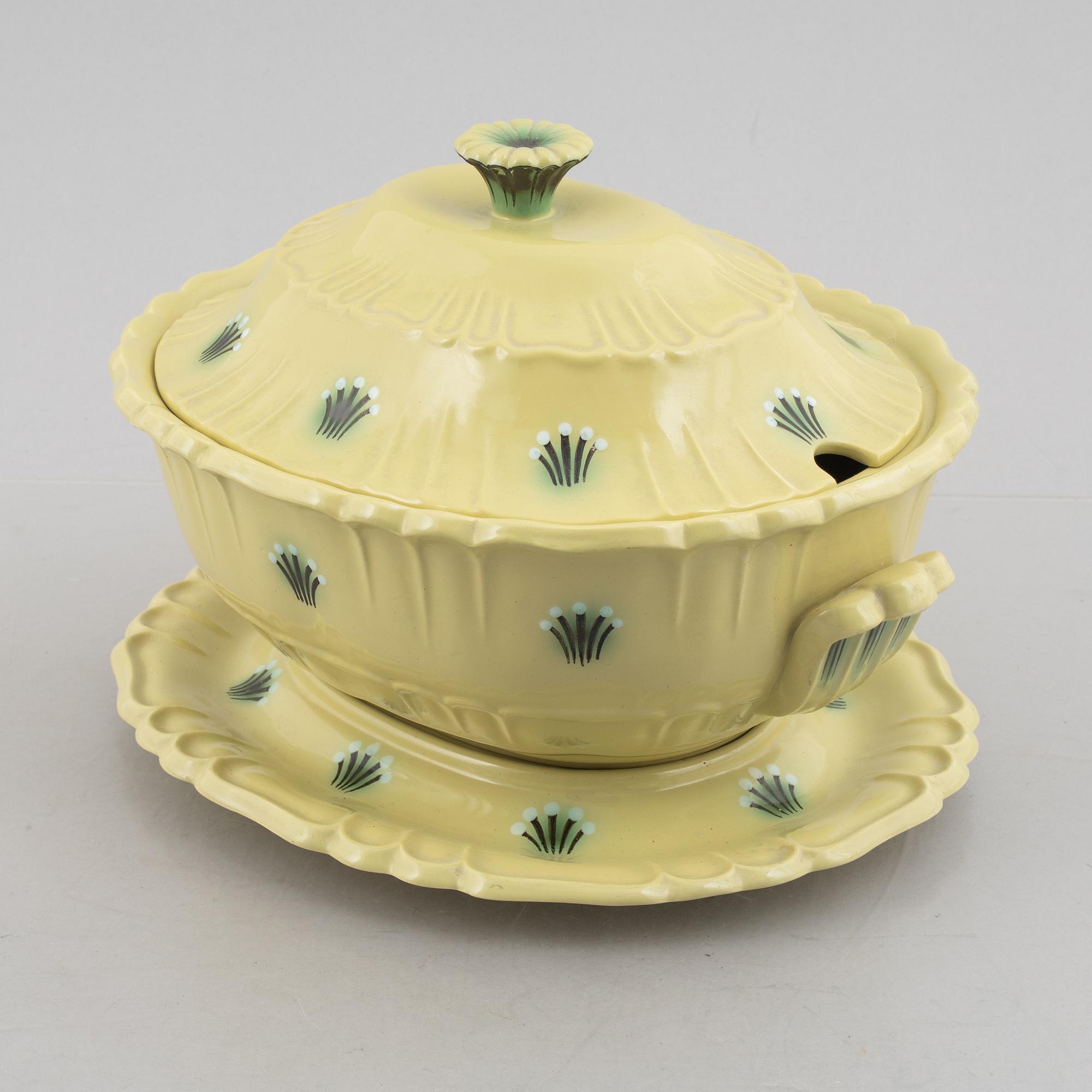 Arthur Percy, terrin med fat, flintgods, "Orient", Gefle, omkring 1930.