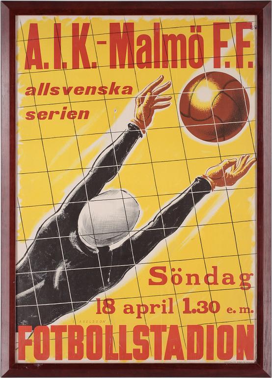 FOTBOLLSAFFISCH, AIK - Malmö FF, Centraltryckeriet Stockholm, 1937.