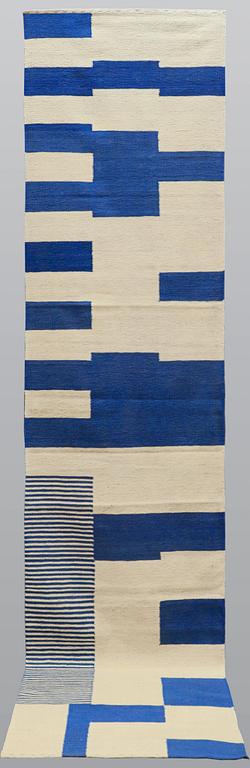 Gallerimatta, Kelim, modern design, ca 384 x 83 cm.