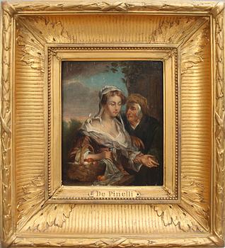 AUGUSTE DE PINELLI, tillskriven, olja på pannå, otydl sign.