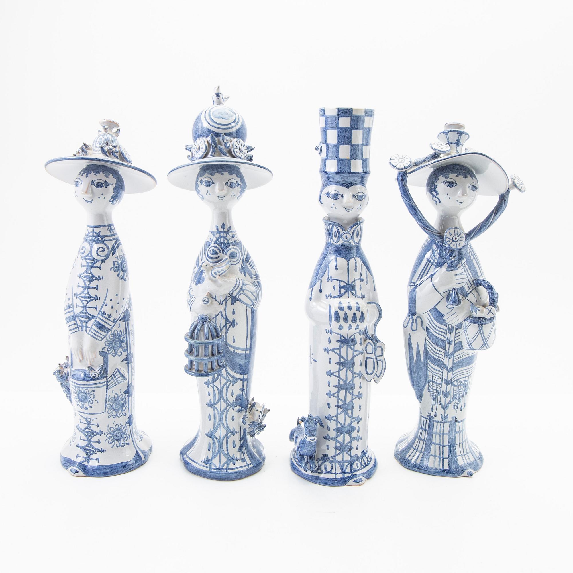 Björn Wiinblad, Figures, 4 pieces, "The Four Seasons", Denmark, 1987-88.