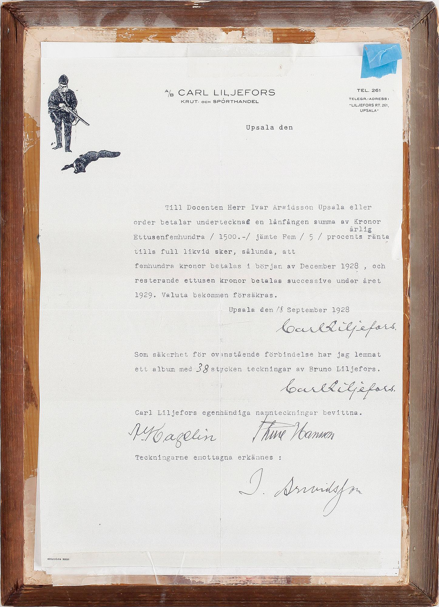 BRUNO LILJEFORS, blyertsteckningar 3 st, sign.