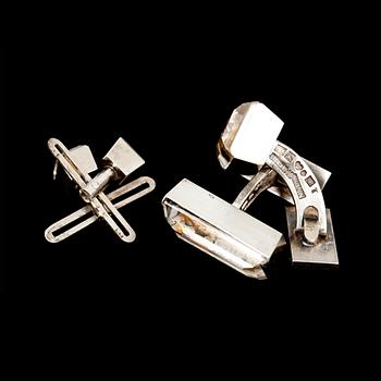 HERRGARNITYR, 4 delar, sterling silver. Wiwen Nilsson  Lund 1961 resp. 1962.  Vikt tot ca 21 g.