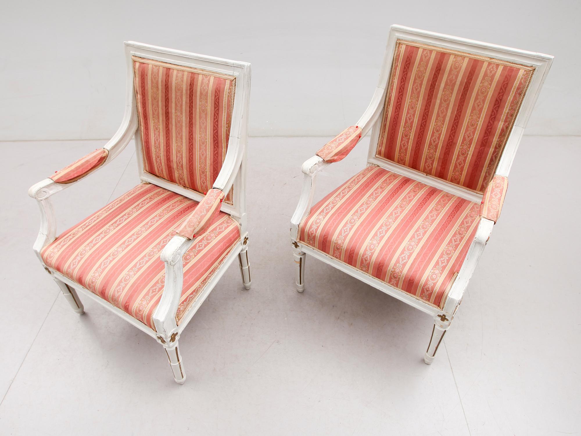 KARMSTOLAR, 1 par, gustavianska, 1700-talets slut.